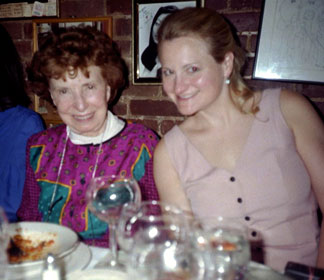 Margaret Baxtresser and Amy Porter celebrating after a Juilliard class concert.